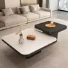 Mesa de centro de luxo leve, sala de estar, uso doméstico, tampo de vidro e pedra, design moderno, estilo moderno e minimalista, adequada para apartamentos pequenos, mesa de centro combinada quadrada