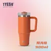 Taza Térmica Tyeso de Gran Capacidad para Café Helado Taza Refrigerante Portátil para Coche con Popote Taza para Coche de Acero Inoxidable