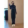 2025 Novo Conjunto de Cardigã com Zíper e Gola Alta Estilo Esportivo Preto para Mulheres Primavera e Outono Secagem Rápida Slim Casual Conjunto de Duas Peças