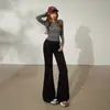 Pantalones Acampanados de Cintura Baja Estilo Americano Picante para Mujer, Corte Ajustado, Caída Suelta, Largo Hasta el Suelo, Jeans Versátiles para Mujer en Otoño