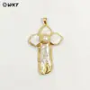 Wt-Jp416 Único Nuevo Perla de Agua Dulce Natural Pétalos de Concha Blanca Chapado en Oro de 18 Quilates Accesorios de Colgante Largo