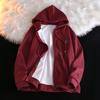 Cardigan com capuz Real Shot, zíper, forro de lã, suéter grosso, feminino, outono e inverno, solto, manga comprida, jaqueta de marca da moda, estação europeia