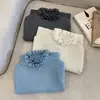 Ropa para niños de pera y caña de azúcar suéter para niñas capa base ropa de invierno borde con volantes estilo coreano top de punto para niños ropa de bebé Clase A