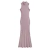 Vestido de primavera feminino estilo coreano, novo design de nicho, puro e sexy, sem mangas, justo ao corpo, caimento que valoriza a silhueta, vestido longo estilo sereia