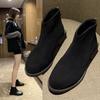 Bota Chelsea Fashion Única com Zíper Ins Versátil Nova Plana de Inverno Estilo Étnico Botas Martin Versão Coreana Botas Curtas para Primavera e Outono