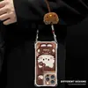 Funda de teléfono de mezclilla vintage con gato, adecuada para Apple 17pm, iPhone 15 con cordón en las cuatro esquinas, 16 caricaturas, 14 cruzada, 18