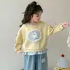 Sudadera de Algodón con Cuello Redondo de Dibujos Animados para Niña, Nueva Colección Primavera y Otoño 2026 Estilo Coreano Versátil Casual Top para Niños, Ropa de Moda para Niñas Pequeñas