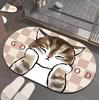 Tapete antiderrapante para banheiro de gato de desenho animado, tapete de terra de diatomáceas para casa, tapete absorvente para porta de banheiro, fabricantes, atacado
