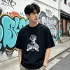 Camiseta de Algodón de Manga Corta para Hombre con Estampado de Chico Genial de Calle Estilo Hong Kong, Top Casual Versátil Cómodo de Uso Pesado para Verano