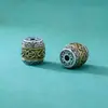 Plata de Ley 925 Estilo Chino Nube Mantra de Seis Caracteres Pulsera DIY Hecha a Mano Cuentas Barril Cuentas Tambor Accesorios Separadores Joyería