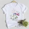 Camiseta de Manga Corta con Estampado de Flores Nuevo 2025 para Mujer, Top Casual de Manga Corta