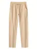 Pantalones Deportivos de Ocio para el Hogar de Estilo Europeo y Americano Transfronterizos para Hombre de Algodón Transpirable de Color Sólido Holgados Modernos de Algodón y Lino