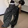 Jeans de trabajo camuflaje retro americano para mujer, nuevo estilo de verano, de cintura alta, holgados, adelgazantes, versátiles, de pierna ancha, pantalones hasta el suelo