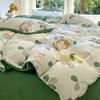 Juego Fresco y Sencillo de Cuatro Piezas para Cama Individual, Ropa de Cama Estilo Dibujos Animados, Funda de Edredón de Una Pieza, Juego de Tres Piezas con Impresión y Teñido Reactivo