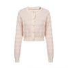 Nuevo traje de punto a rayas rosa, dulce y encantador, para mujer