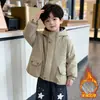 Chaqueta de Algodón para Niños con Forro Polar Estilo Invierno Abrigo Acolchado para Bebé Nuevo 2026 Estilo Coreano Genial Chaqueta Acolchada de Algodón para Niños con Capucha Engrosada