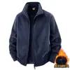 Jaqueta de fleece masculina outono e inverno transfronteiriça, espessada com forro de fleece, gola alta, casaco de fleece casual solto para atividades ao ar livre