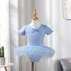Ropa de Danza para Niños, Ropa de Práctica de Danza China de Verano para Mujer de Manga Corta con Lazo en la Espalda, Falda Tutú, Ropa para Actuación del Día del Niño