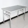 Mesa plegable rectangular portátil simple de acero inoxidable para el hogar, mesa larga para exteriores, puesto de mercado nocturno, mesa de comedor para barbacoa