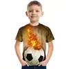 2026 Nueva Camiseta de Manga Corta con Estampado 3D de Patrón de Fútbol Iridiscente Suelta para Hombres y Niños Nueva Moda Camiseta Corta