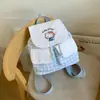 Mochila de Ombro Portátil de Pelúcia Gatinho Hello Kitty Coração de Menina Mochila Fofa de Rua Presente