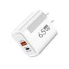 Carregador multiporta pequeno de sarja 1USB 1PD QC3.0 com cabeça de carregamento rápido, adaptador de energia de parede de calibre europeu e americano