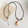Colar Dopamina Maçã Núcleo Contas Coloridas Cordão Preto Retrô Nicho Estilo Coreano Brincalhão Fofo Choker para Mulheres