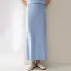 Falda lápiz casual versátil de cachemir 100% puro para mujer, elegante y a la moda, corte ajustado