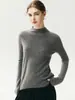 Suéter de malha 100% caxemira pura, gola alta, outono e inverno, sem costura, design de peça única, mangas compridas, camada interna quente
