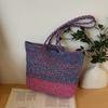 Bolso Tejido de Color Contrastante para Mujer 2025 Nuevo Bolso de Playa de Vacaciones en la Costa de Gama Alta Bolso Tote de Hombro de Gran Capacidad