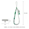 Corrente de Celular Original com Contas de Ágata Verde Natural Pingente de Lótus Corda de Pulso para Pendurar Corrente de Suspensão de Celular de Cristal de Alta Qualidade