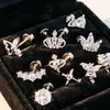 Aretes de Acero Inoxidable con Diseño de Nicho, Aretes de Zirconia de Cisne Pequeño, Tornillos para Cartílago Auricular, Piercing Corporal, Joyería Transfronteriza