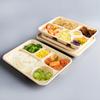 Caja de Embalaje Cuadrada Lonchera Desechable Pulpa Biodegradable Engrosada Caja para Llevar Almuerzo Multi-Rejillas Ensaladera Se Puede Calentar