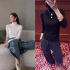 DestaqueYuran 26 Nova Coleção de Início de Outono: Camisa Base de Manga Longa Slim Fit Gola Alta Costurada à Mão Lã Tencel Amiga da Pele