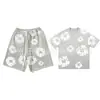 Comércio Exterior Transfronteiriço Amazon Europeu e Americano Mais Vendido Conjunto Casual para Homens, Conjunto de Shorts de Manga Curta com Estampa de Espuma de Corte Solto Tendência