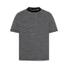 Camiseta Redonda de Manga Curta com Listras Preto e Branco Clássicas Tinta Salpicada Suja Verão Masculino Novo Japonês Solta Casual Top Feminino