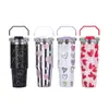 Bolsa Cruzada de Gran Capacidad 30oz Taza para Coche Impresa en 3D Termo de Acero Inoxidable de Doble Capa Taza para Beber con Doble Popote