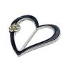 Hebilla japonesa con forma de corazón de 20 mm de diámetro interior con colgante de diamante chapado para equipaje zapato flor de zapato hebilla de pasador accesorios de ropa negro antiguo