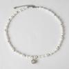 Novo Estilo Colar de Pérolas Cinza Cânhamo Zhenduo Verão Feminino Luxo Acessível Simples Pingente de Zircônia Cubo de Açúcar Corrente Clavicular