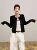Cárdigan de punto trenzado de cuello redondo color blanco roto para mujer, chaqueta de punto suave y delicada para primavera y otoño, top vintage de corte ajustado