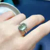 Anillo de piedra de uva de oro natural semilla de hielo cristal fluorescente limpio plata 925 incrustación de precisión piedra principal 8*10mm