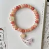 Pulsera de Semillas de Bodhi Rosa Flor de Durazno Natural Estilo Montaña Putuo para Mujer, Cuentas de Oración de Raíz de Bodhi, Cuentas de Oración Coleccionables