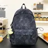 Mochila de Color Sólido con Estampado de Bambú, Nueva Tendencia Estilo Coreano, Alta Apariencia, para Estudiantes de Secundaria, Ligera, Gran Capacidad, Doble Hombro