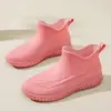 Botas de Lluvia de Moda Transfronterizas Estilo Coreano para Mujer, Impermeables y Antideslizantes, Zapatos de Agua de Celebridad de Internet, Zapatos de Goma de Caña Corta con Suela Gruesa, Resistentes al Desgaste y Cálidos
