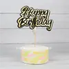 Enfeite de Bolo Plug-in Nuvens Preto Dourado Decoração de Bolo Feliz Aniversário Inserções para Bolo Decoração de Bolo Vento Frio