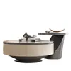 Mesa de centro multifuncional de pizarra, estilo italiano moderno de lujo ligero color crema, diseño simple para sala de estar, modelo nuevo para apartamentos pequeños, combinación redonda