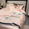 Colcha de Verano Nueva Lavable de Tencel, Juego de Cuatro Piezas de Colcha Lavable para Aire Acondicionado, Colcha Delgada de Verano de Seda de Hielo Individual/Doble