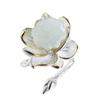 Anillo de plata de ley estilo antiguo Ailian para mujer Jade Blanco Flor de Loto Dorada anillo budista antiguo de vestimenta antigua anillo abierto