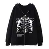 Aliexpress Transfronterizo Producto Nuevo en Stock Sudadera con Capucha y Cremallera de Alas de Calavera para Mujer Estilo Coreano Aterciopelada Gruesa Holgada Deportiva