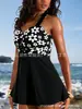 2026 Novo Tankini Transfronteiriço de Comércio Exterior Europeu e Americano Estampado Sexy Cintura Alta Biquíni de Duas Peças Maiô para Mulheres